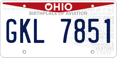OH license plate GKL7851