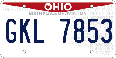 OH license plate GKL7853