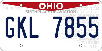 OH license plate GKL7855