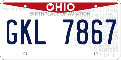 OH license plate GKL7867