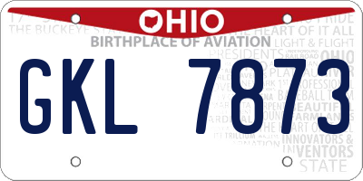 OH license plate GKL7873