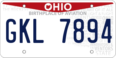 OH license plate GKL7894