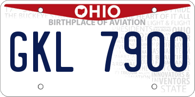 OH license plate GKL7900