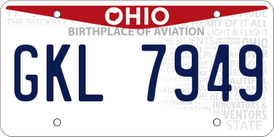 OH license plate GKL7949