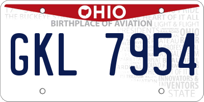 OH license plate GKL7954
