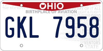 OH license plate GKL7958