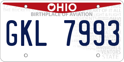 OH license plate GKL7993