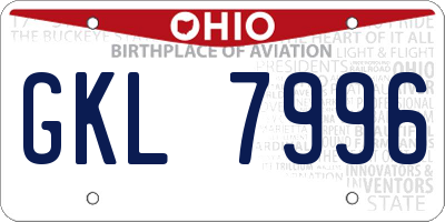 OH license plate GKL7996
