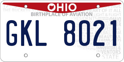 OH license plate GKL8021