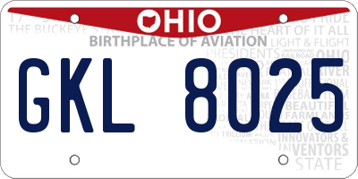 OH license plate GKL8025