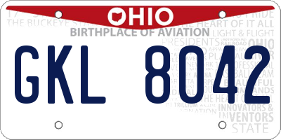 OH license plate GKL8042