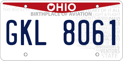 OH license plate GKL8061