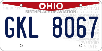 OH license plate GKL8067