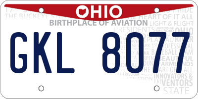 OH license plate GKL8077
