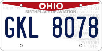 OH license plate GKL8078
