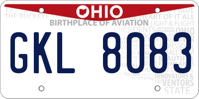 OH license plate GKL8083