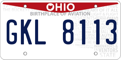 OH license plate GKL8113