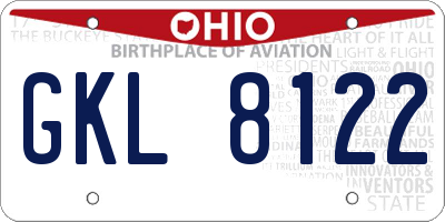 OH license plate GKL8122