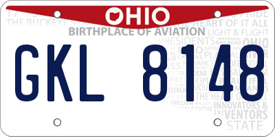 OH license plate GKL8148