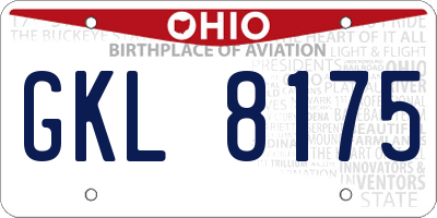 OH license plate GKL8175