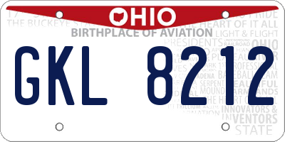 OH license plate GKL8212
