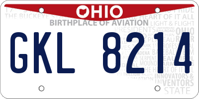 OH license plate GKL8214