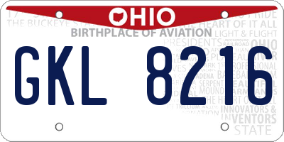 OH license plate GKL8216