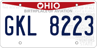 OH license plate GKL8223