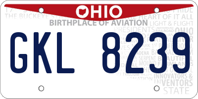 OH license plate GKL8239