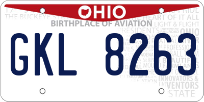 OH license plate GKL8263