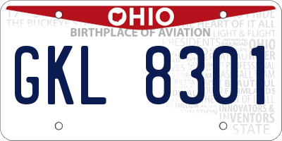 OH license plate GKL8301