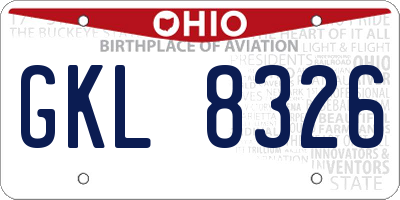 OH license plate GKL8326