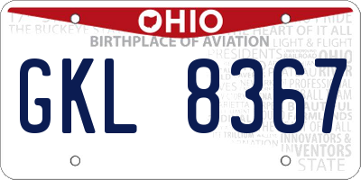 OH license plate GKL8367