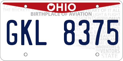 OH license plate GKL8375