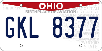 OH license plate GKL8377
