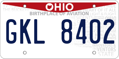 OH license plate GKL8402