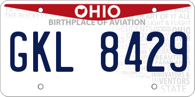 OH license plate GKL8429