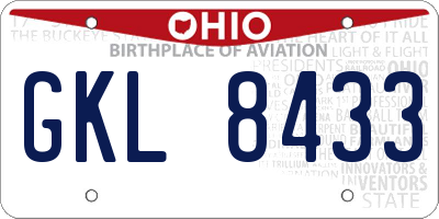 OH license plate GKL8433