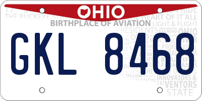 OH license plate GKL8468