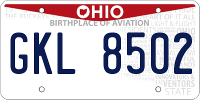 OH license plate GKL8502
