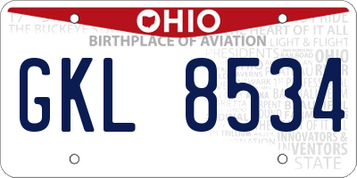 OH license plate GKL8534