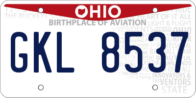 OH license plate GKL8537