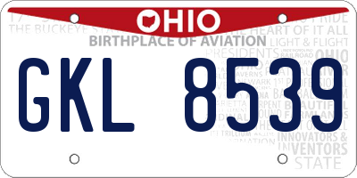 OH license plate GKL8539
