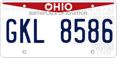 OH license plate GKL8586