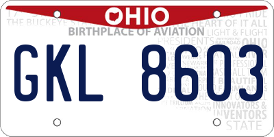 OH license plate GKL8603
