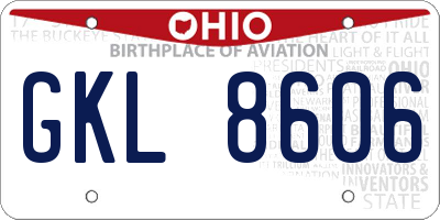OH license plate GKL8606