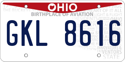 OH license plate GKL8616