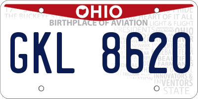 OH license plate GKL8620