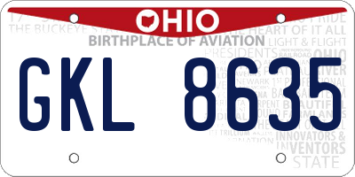 OH license plate GKL8635