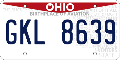 OH license plate GKL8639